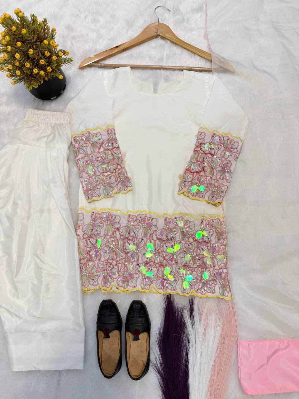 Miniature Pearl Silk Festive Kurta